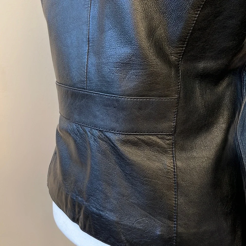 Wilsons Maxima - Genuine Black Leather Vintage 90’s Blazer - Size Medium - Picture 8 of 14